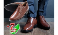 ビジネスシューズ 本革 革靴 カンガルー革 紳士靴 ウイングチップ 7cmアップ シークレットシューズ No.232 ブラウン