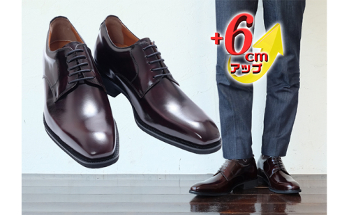 ビジネスシューズ 本革 革靴 紳士靴 外羽根プレーン 6cmアップ シークレットシューズ No.1931 ワイン 雑貨 日用品  BN002 77458 - 奈良県大和郡山市