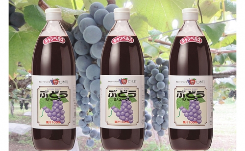 北海道仁木産ぶどうジュース（品種：キャンベルス）：3本