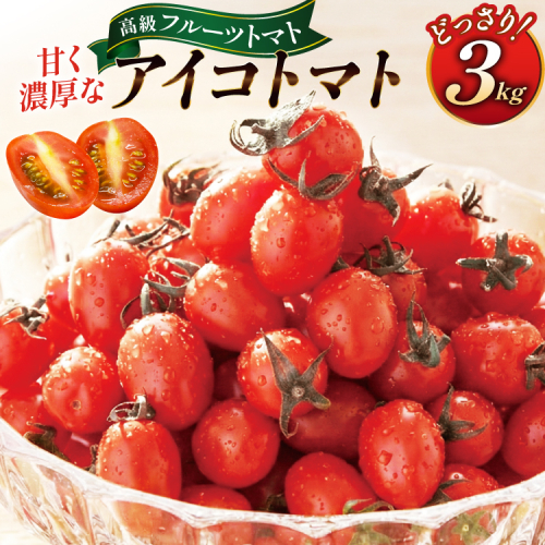 BA001 全国にファンがいる高級フルーツトマト アイコ どっさり！3kg [トマト フルーツトマト 3キロ 山口農園 長崎県 島原市] 77554 - 長崎県島原市