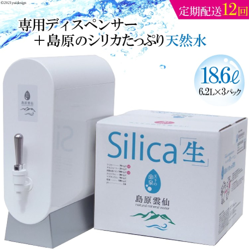 AD116（初回セット・定期配送全12回）専用ディスペンサー+島原のシリカたっぷり天然水18.6L（6.2L×3パック）×12回 77755 - 長崎県島原市