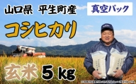 【真空パック】コシヒカリ 玄米 ５kg　令和5年産　a8-1