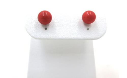 土佐沖血赤珊瑚 約5.75～6.0mm玉 K18 ピアス （fpi-206） 788168 - 高知県宿毛市