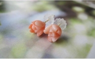 【高知県大月町産】　天然ピンク珊瑚バラのつぼみのピアス