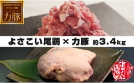 【高知県 大月町のブランド銘柄】よさこい尾鶏×力豚　約3.4kg