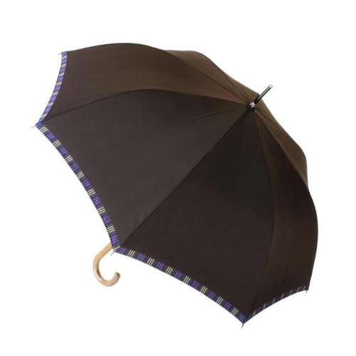 槙田商店【紳士雨傘】長傘 Tie Plain×Stripe 茶 FAA5006 79653 - 山梨県富士河口湖町