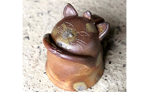 明光窯 ネコ の コーヒー カップ (2) 1個（ 備前焼 ） 陶器 猫 ねこ 食器 マグカップ 置物 インテリア 雑貨 日用品  79707 - 岡山県赤磐市