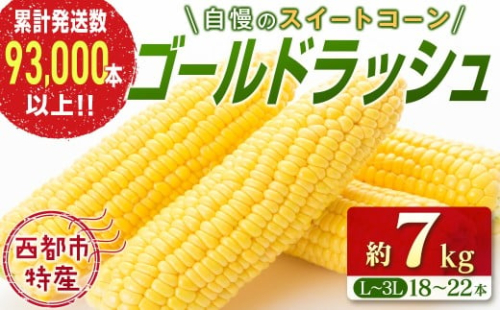 スイートコーン【ゴールドラッシュ】18～22本 約7kg 西都市特産 とうもろこし＜1-122＞【先行予約】★