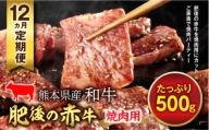 FKP9-606【12ヵ月定期】肥後の赤牛 焼肉用（500g）