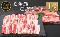 ◆宮崎県産 お米豚焼肉セット(合計1kg)