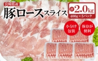 宮崎県産豚ローススライスしゃぶしゃぶ用 小分け5パック 計2kg [1.1-15]