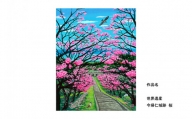運天肇　複製キャンバス「世界遺産　今帰仁城跡　桜」F6