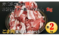 【計2kg】沖縄県産豚＆東村産アグー豚『パイとん』 こま肉食べ比べセット
