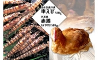 活〆急速冷凍車えび500ｇ・久米島赤鶏（ぶつ切り）500ｇセット