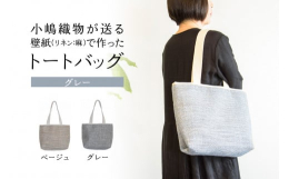 小嶋織物では、天然素材の麻・綿そして木より生まれたレーヨン糸を使用し、製織から最終製品までの一貫生産で織物壁紙と織物ふすま紙を製造販売いたしております。その技術を生かした壁紙で作ったトートバッグは、非