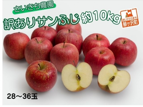 【訳あり】さいきち農園のサンふじ 約10kg(28～36玉)　青森県鰺ヶ沢町産りんご