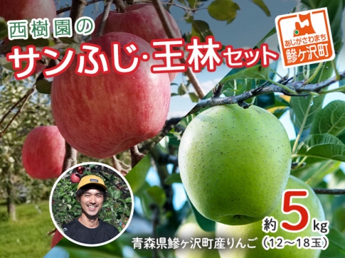 西樹園のサンふじ・王林セット約4～5kg(12～18玉)　青森県鰺ヶ沢町産りんご