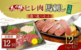 熊本産のあか牛を使ったステーキ用ヒレ肉と馬刺しの定期便12ヶ月です。ヒレ肉は食べやすいようにカットしてあります。あか牛は、脂分・コレステロールが少ないため、あか牛本来のヘルシーなうま味が味わえます。厳