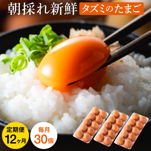 ★TVで紹介されました★【定期便】タズミの卵Ｌサイズ（30個×12ヶ月）097AB01N.／こだわり卵 市川町産 兵庫県産 たまご 卵 たまごかけご飯 玉子 生卵 鶏卵 タマゴ 卵焼き TKG 12か月 定期便 83316 - 兵庫県市川町