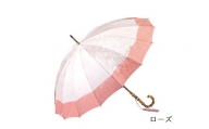 【前原光榮商店】婦人用雨傘 フィオーレ〈手元：ヒッコリー〉名入れ可 (カラー：ローズ)