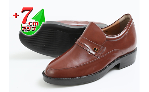 ビジネスシューズ 本革 革靴 カンガルー革 紳士靴 モカスリッポン 7cmアップ シークレットシューズ No.234 ブラウン 雑貨 日用品  BN002 83472 - 奈良県大和郡山市