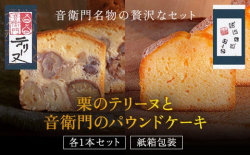 栗のテリーヌと音衛門のパウンドケーキ 各1本セット(紙箱包装)  ふるさと納税 人気 濃厚スイーツ ケーキ パウンドケーキ   栗 テリーヌ くり お菓子 誕生日 お祝い ギフト お取り寄せ 来客用 ご褒美 絶品 極上 お取り寄せ 京都 福知山 京都府 福知山市 