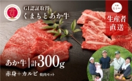 くまもとあか牛 焼肉セット　赤身肉+カルビ(150g×2パック)＜産山村産＞