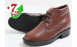 【ふるさと納税】 ビジネス 本革 革靴 カジュアル デザートブーツ 紳士靴 ７cmアップ シークレットブーツ No.350 ブラウン