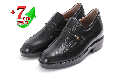 ビジネスシューズ 本革 革靴 カンガルー革 紳士靴 デザインモカ 7cmアップ シークレットシューズ No.235 ブラック 雑貨 日用品  BN002 85981 - 奈良県大和郡山市