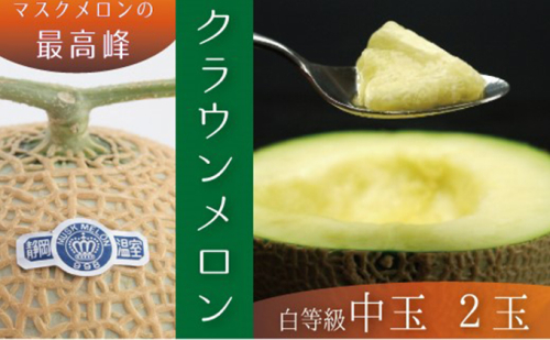 クラウンメロン中玉（白等級）２玉詰 果物類 メロン青肉 約1.3kg  86115 - 静岡県森町