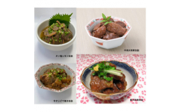 牛肉大和煮缶詰:秘伝の技術でちょうどよい肉の食感でお召し上がりいただけるようにぶ厚くカットしたお肉を、じっくり煮込んでほどよく柔らかい食感と上品な味付に仕上げました。/鯨大和煮缶詰:しょうゆ味ベースで