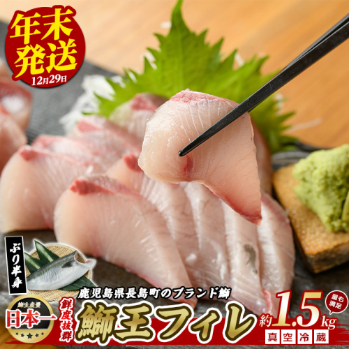 ＜数量限定＞【12月29日発送】ぶりの王様「 鰤王 」 フィレ (約1.5kg・フィレ1枚) 産地直送 新鮮 旨味が抜群の 長島町 特産品 ブランド ぶり 鰤 ブリ 切り身 真空 冷蔵 刺身 ぶりしゃぶ しゃぶしゃぶ 魚 魚介 人気 ランキング 【JFA】_jfa-6f-1229 86645 - 鹿児島県長島町