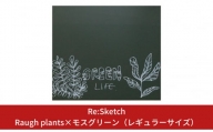 壁に貼るインテリア黒板 Re:Sketch Raugh plants×モスグリーン（レギュラーサイズ）【067S005】