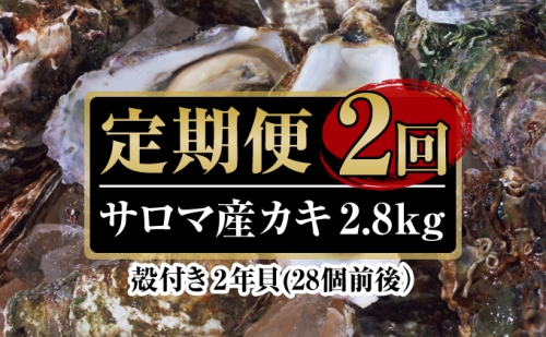 オホーツクサロマ産カキ約2.8kg（28個前後）2年貝殻付き 2回定期便［丸サチ 松永水産］