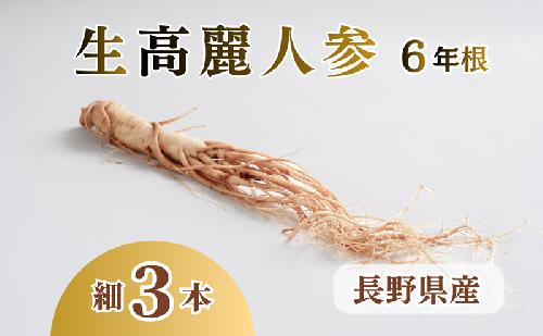 生高麗人参 6年根 細 3本 高麗人参 生 六年生 健康食品 健康 疲労回復 血行 改善 食品 美容 特産 薬膳 高麗人参酒 人参 調理 長野 信州 871813 - 長野県上田市