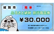 100-52 紋別市ふるさと納税旅行商品券　30,000円分