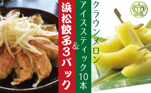 クラウンメロンスティック10本と浜松ぎょうざ3パック 87341 - 静岡県浜松市