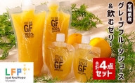 宮崎県産グレープフルーツジュース（ご家庭用パウチ）＆飲むゼリー合計4点セット LFP