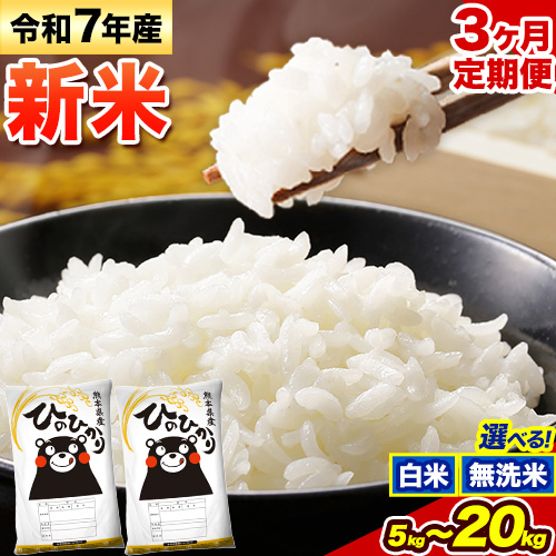 【3ヶ月定期便】新米 令和7年産 ひのひかり 白米 or 無洗米 《1月から出荷開始》 選べる内容量 計3回お届け  白米 無洗米 熊本県産 単一原料米 ひの 熊本県 御船町 876385 - 熊本県御船町