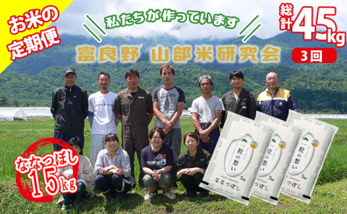 【令和6年度産】◆3ヵ月定期便◆ 富良野 山部米研究会【 ななつぼし 】精米 5kg×3袋（15kg）お米 米 ご飯 ごはん 白米 定期 送料無料 北海道 富良野市 道産 直送 ふらの 877716 - 北海道富良野市