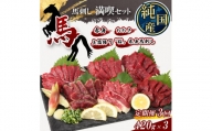 【 定期便 3ヶ月 】 熊本の味 純 国産 馬刺し 満喫 セット 約420g 馬肉 専用タレ付 馬肉