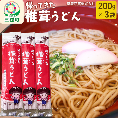 椎茸うどん200g×3袋 [うどん 乾麺 しいたけ シイタケ] 880241 - 秋田県三種町