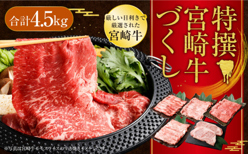 ＜特撰宮崎牛づくし(5種類)計4.5kg＞2ヶ月以内に順次出荷 88181 - 宮崎県高鍋町