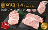 [特選宮崎牛ロースステーキ 1kg+ブランドポーク100g×5枚]2026年2月上旬より順次出荷
