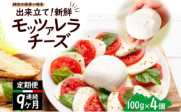 【配送不可：離島】全9回定期便 毎月お届け モッツァレラチーズ4個×9回 計36個お店の工房で毎日手作り！神奈川県産の牧場の牛乳を100%使った自家製モッツァレラチーズをお届けします！エッセでは、神奈