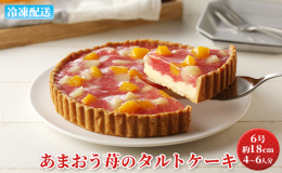 あまおう苺をたっぷり使ったオリジナルのタルトケーキです。 トッピングにはあまおう苺のほかに白桃・黄桃のダイスを使用し彩りも鮮やか。 フルーツの下にはカスタードが敷き詰められています。 タルト生地にもこ