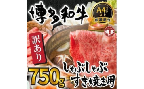 訳あり！博多和牛しゃぶしゃぶすき焼き750gセット