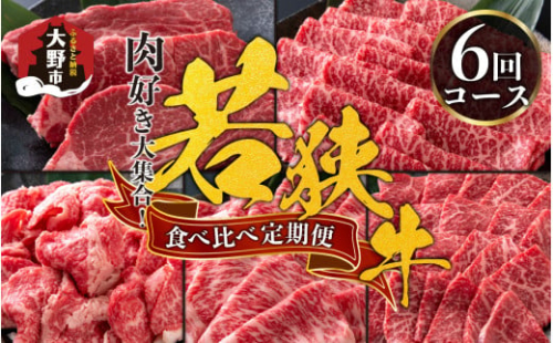 【肉の定期便×6回コース】肉好き大集合！若狭牛 食べ比べ 定期便！【福井のブランド牛肉】【4等級以上】
