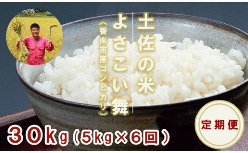 【お米定期便】おいしい土佐の米よさこい舞３０kg（香南市産コシヒカリ）（５kg×６回）偶数月にお届け　P-15