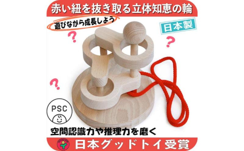 木のおもちゃ/立体知恵の輪(3段)psc 日本グッド・トイ受賞おもちゃ 日本製 頭の体操 脳トレ 知育玩具 型はめ パズル 幼児子供 高齢者 誕生日ギフト 男の子 女の子 老人 リハビリ 玩具療法 892546 - 長野県上田市